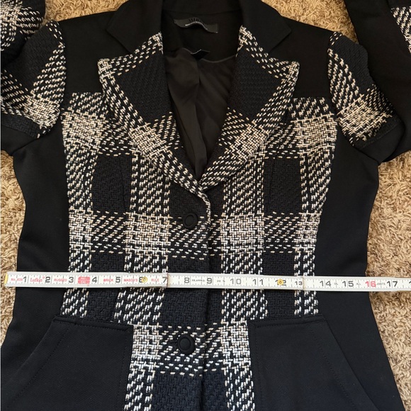 White House Black Market Black and White Plaid Blazer Textured Career Workwear - Picture 16 of 16